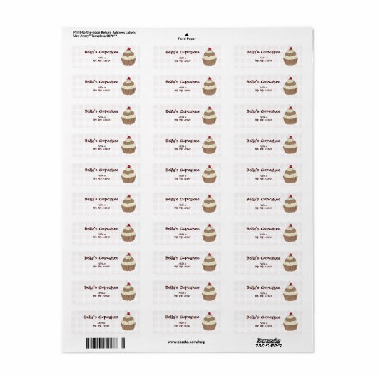 cupcake bedrijf retour adres label (Full Sheet)