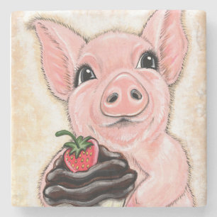 Cupcake Biggetje Stenen Onderzetter