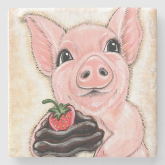 Cupcake Biggetje Stenen Onderzetter
