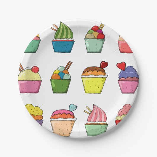 Cupcake Birthday Design Papieren Bordje (Voorkant)