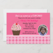 Cupcake Birthday Foto Sjabloon Uitnodigingen (Voorkant)
