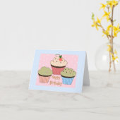 Cupcake Birthday Greeting Kaart (Gele Bloem)