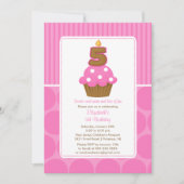 Cupcake Birthday Invitation 5th Birthday Pink Kaart (Voorkant)