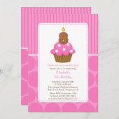 Cupcake Birthday Invitation 8th Birthday Pink Kaart (Voorkant / Achterkant)