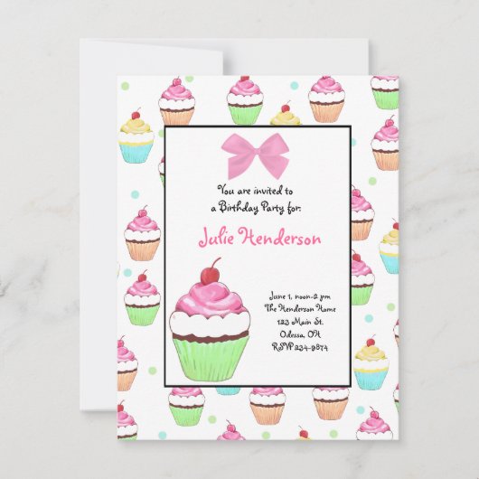 Cupcake Birthday Invitation Kaart (Voorkant)