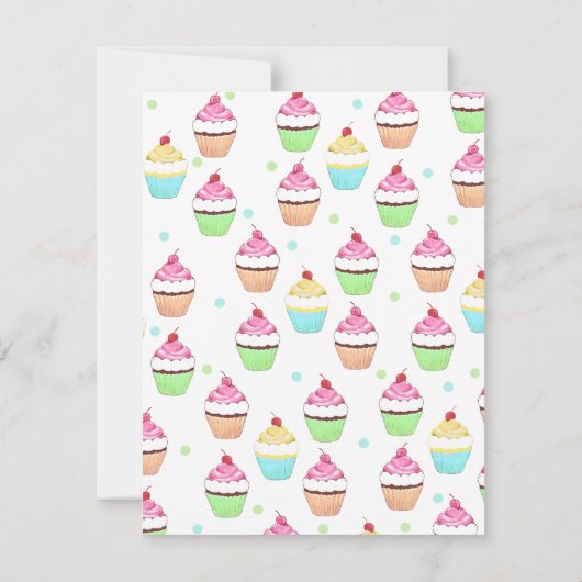 Cupcake Birthday Invitation Kaart (Achterkant)