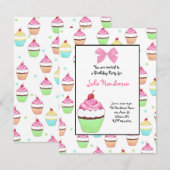 Cupcake Birthday Invitation Kaart (Voorkant / Achterkant)