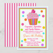 Cupcake Birthday Invitation Kaart (Voorkant / Achterkant)