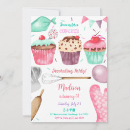 Cupcake Birthday Invitation Kaart