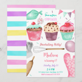 Cupcake Birthday Invitation Kaart