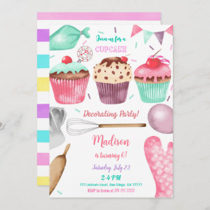 Cupcake Birthday Invitation Kaart