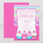 Cupcake Birthday Invitation Kaart (Voorkant / Achterkant)