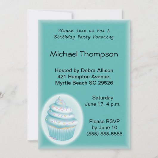 Cupcake Birthday Invitation Kaart (Voorkant)