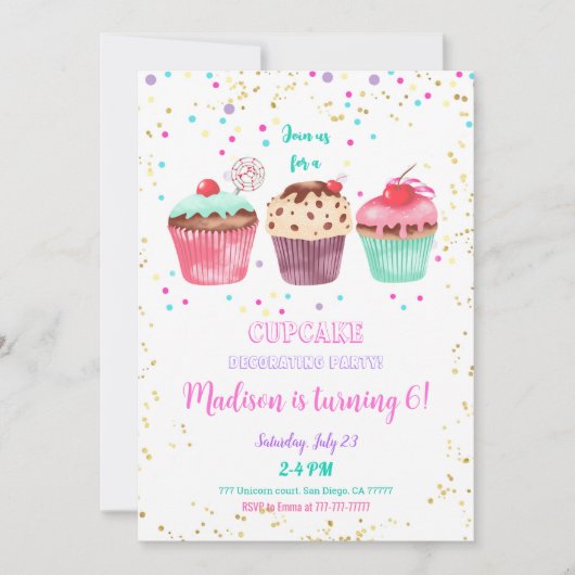 Cupcake Birthday Invitation Kaart (Voorkant)