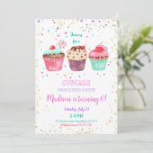 Cupcake Birthday Invitation Kaart (Staand voorkant)