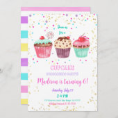 Cupcake Birthday Invitation Kaart (Voorkant / Achterkant)