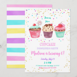 Cupcake Birthday Invitation Kaart