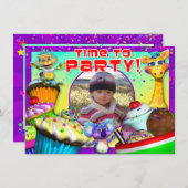 Cupcake Birthday Invite met "The GiggleBellies" Kaart (Voorkant / Achterkant)