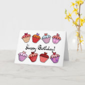 Cupcake Birthday Kaart (Gele Bloem)