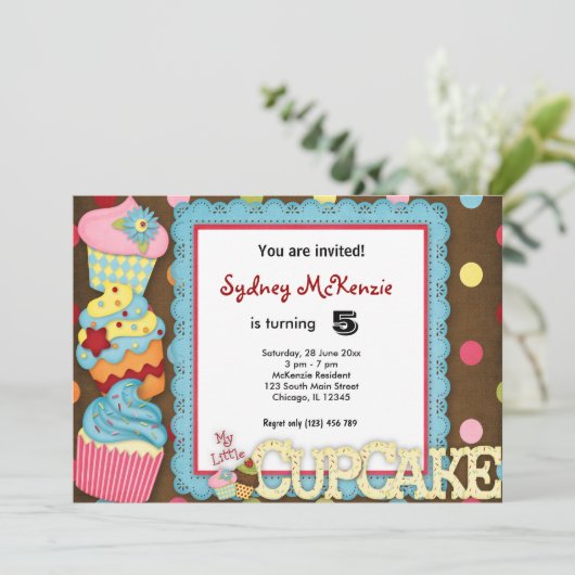 Cupcake Birthday Kaart (Staand voorkant)