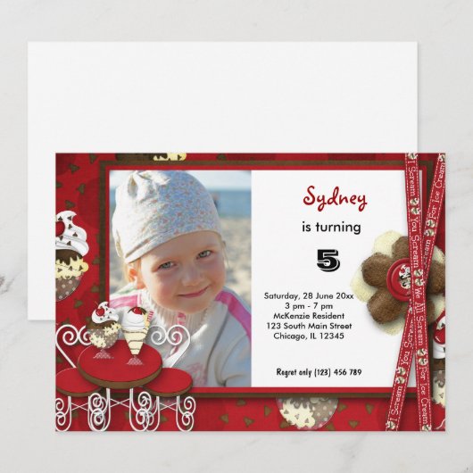 Cupcake Birthday Kaart (Voorkant / Achterkant)