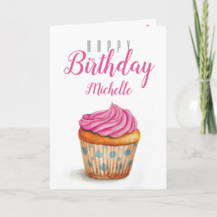 Cupcake Birthday Kaart met gepersonaliseerde naam
