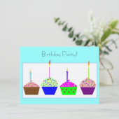 Cupcake Birthday Party Invitation Kaart (Staand voorkant)