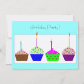 Cupcake Birthday Party Invitation Kaart (Voorkant)