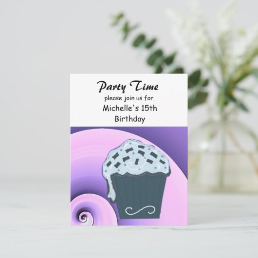 Cupcake Birthday Party Invitation Kaart (Staand voorkant)