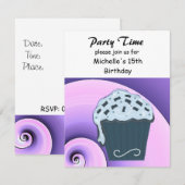 Cupcake Birthday Party Invitation Kaart (Voorkant / Achterkant)