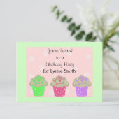 Cupcake Birthday Party Invitation Kaart (Staand voorkant)