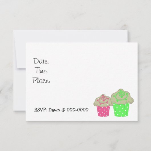 Cupcake Birthday Party Invitation Kaart (Achterkant)