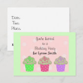 Cupcake Birthday Party Invitation Kaart (Voorkant / Achterkant)