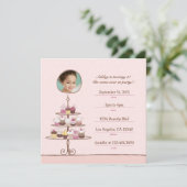 Cupcake Birthday Party Invitation Kaart (Staand voorkant)