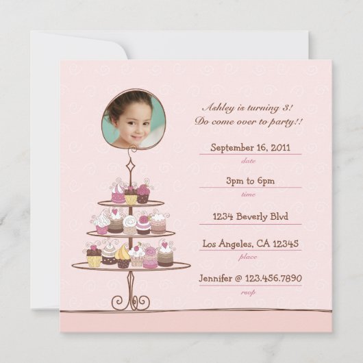 Cupcake Birthday Party Invitation Kaart (Voorkant)