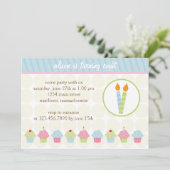 Cupcake Birthday Party Invitation Kaart (Staand voorkant)