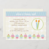 Cupcake Birthday Party Invitation Kaart (Voorkant / Achterkant)