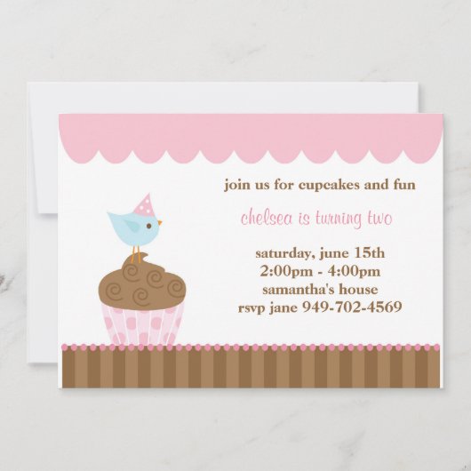 Cupcake Birthday Party Invitation Kaart (Voorkant)