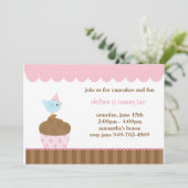 Cupcake Birthday Party Invitation Kaart (Staand voorkant)