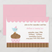 Cupcake Birthday Party Invitation Kaart (Voorkant / Achterkant)