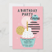 Cupcake Birthday Party Invitation Kaart (Voorkant)