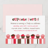 Cupcake Birthday Party Invitation Kaart (Voorkant / Achterkant)