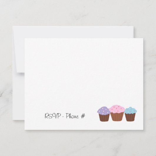 Cupcake Birthday Party Kaart (Achterkant)