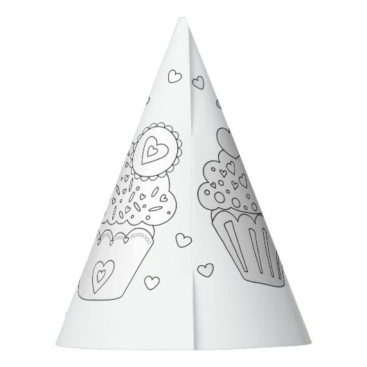 Cupcake Birthday Party - Kleur uw eigen Pet Feesthoedjes (Achterkant)
