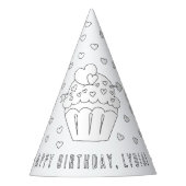Cupcake Birthday Party - Kleur uw eigen Pet Feesthoedjes (Voorkant)