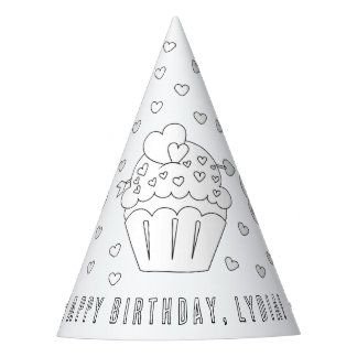 Cupcake Birthday Party - Kleur uw eigen Pet Feesthoedjes