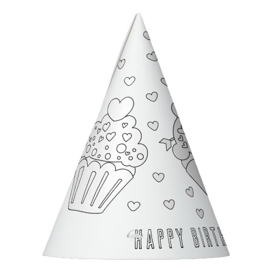 Cupcake Birthday Party - Kleur uw eigen Pet Feesthoedjes (Links)