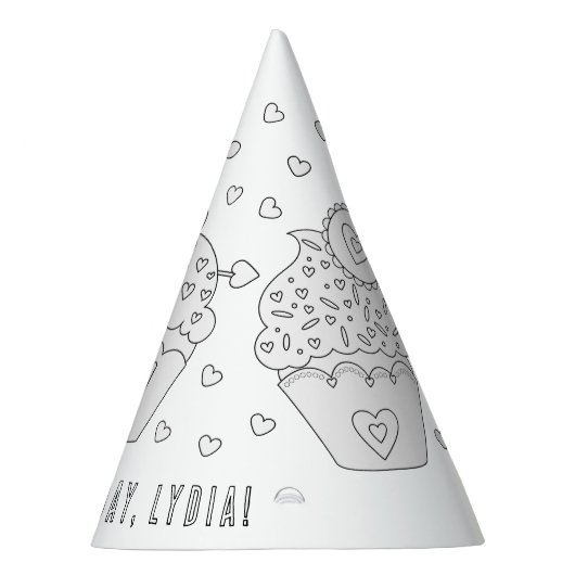 Cupcake Birthday Party - Kleur uw eigen Pet Feesthoedjes (Rechts)