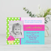 Cupcake Birthday Party-uitnodigingen Kaart (Staand voorkant)