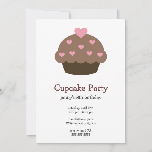 Cupcake Birthday Party-uitnodigingen Kaart (Voorkant)